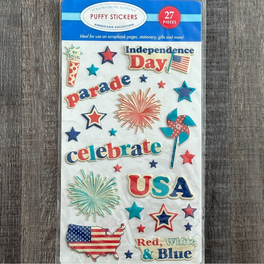 💞 New Independence Day Fireworks Puffy Scrapbook Stickers